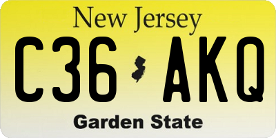 NJ license plate C36AKQ