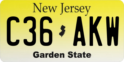 NJ license plate C36AKW