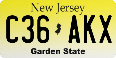 NJ license plate C36AKX