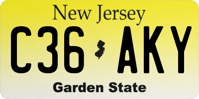 NJ license plate C36AKY