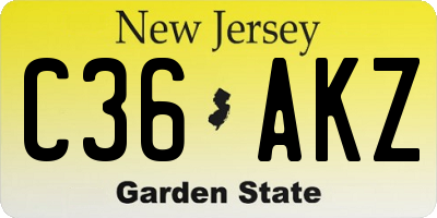 NJ license plate C36AKZ