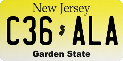 NJ license plate C36ALA