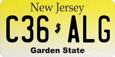 NJ license plate C36ALG
