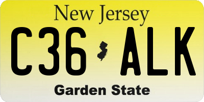 NJ license plate C36ALK