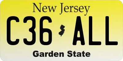 NJ license plate C36ALL