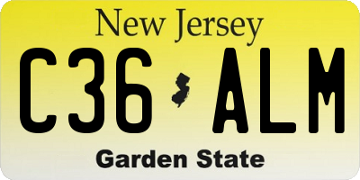 NJ license plate C36ALM