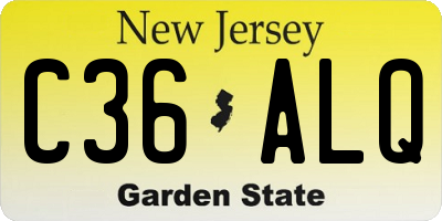 NJ license plate C36ALQ