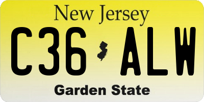 NJ license plate C36ALW
