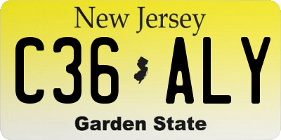 NJ license plate C36ALY