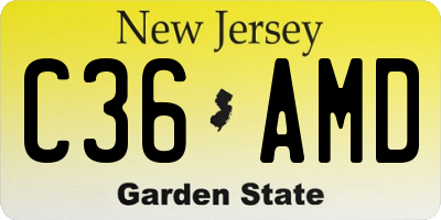 NJ license plate C36AMD