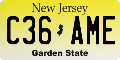 NJ license plate C36AME