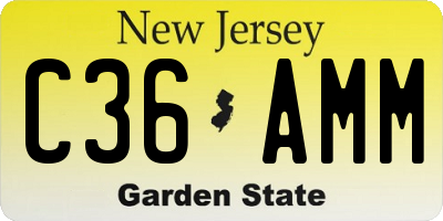 NJ license plate C36AMM