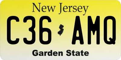NJ license plate C36AMQ