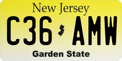NJ license plate C36AMW