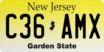 NJ license plate C36AMX