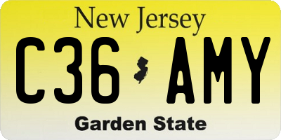 NJ license plate C36AMY