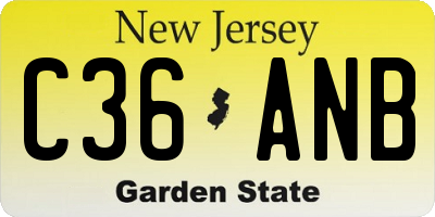 NJ license plate C36ANB