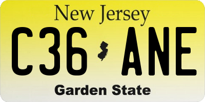 NJ license plate C36ANE