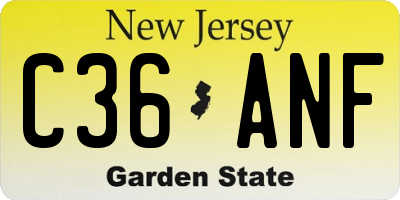 NJ license plate C36ANF
