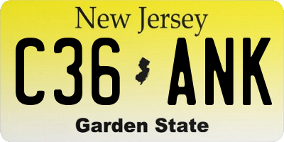 NJ license plate C36ANK