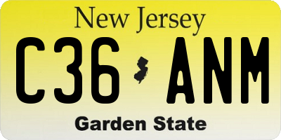 NJ license plate C36ANM