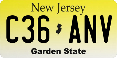 NJ license plate C36ANV