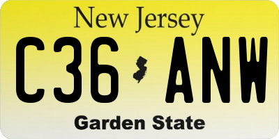 NJ license plate C36ANW