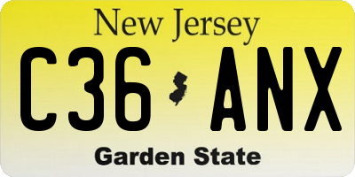 NJ license plate C36ANX