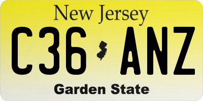 NJ license plate C36ANZ