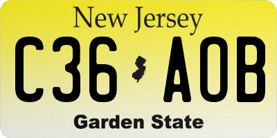 NJ license plate C36AOB