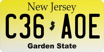 NJ license plate C36AOE