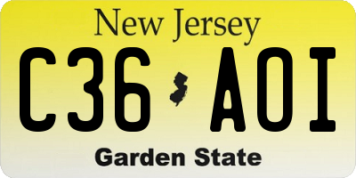 NJ license plate C36AOI