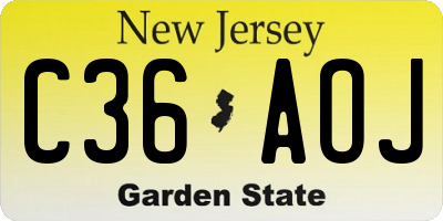 NJ license plate C36AOJ