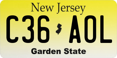 NJ license plate C36AOL