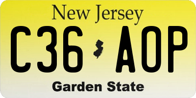 NJ license plate C36AOP