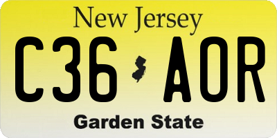 NJ license plate C36AOR
