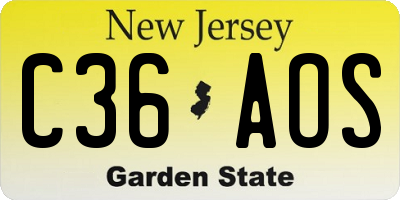 NJ license plate C36AOS