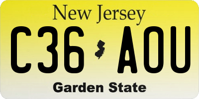 NJ license plate C36AOU