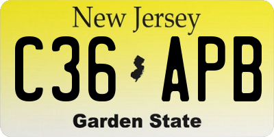 NJ license plate C36APB