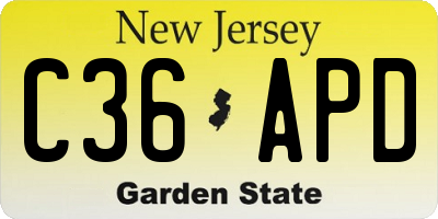 NJ license plate C36APD