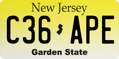NJ license plate C36APE