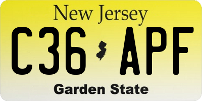 NJ license plate C36APF