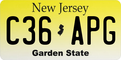 NJ license plate C36APG