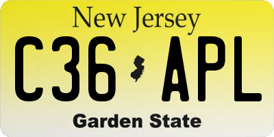 NJ license plate C36APL