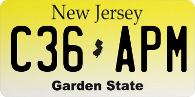 NJ license plate C36APM