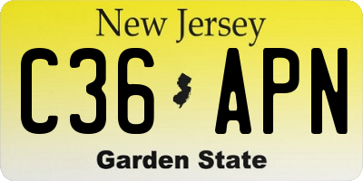 NJ license plate C36APN