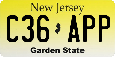 NJ license plate C36APP