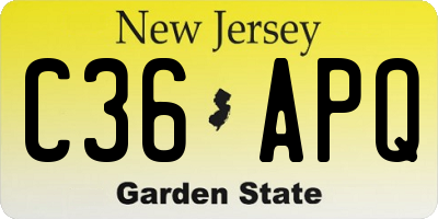 NJ license plate C36APQ