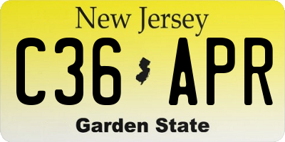 NJ license plate C36APR
