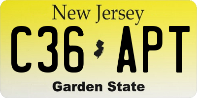 NJ license plate C36APT
